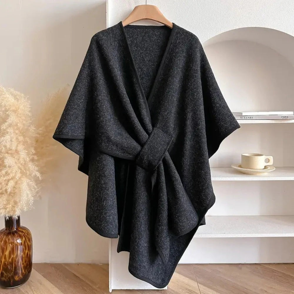 Brivana - Long Poncho Scarf in Soft Wool