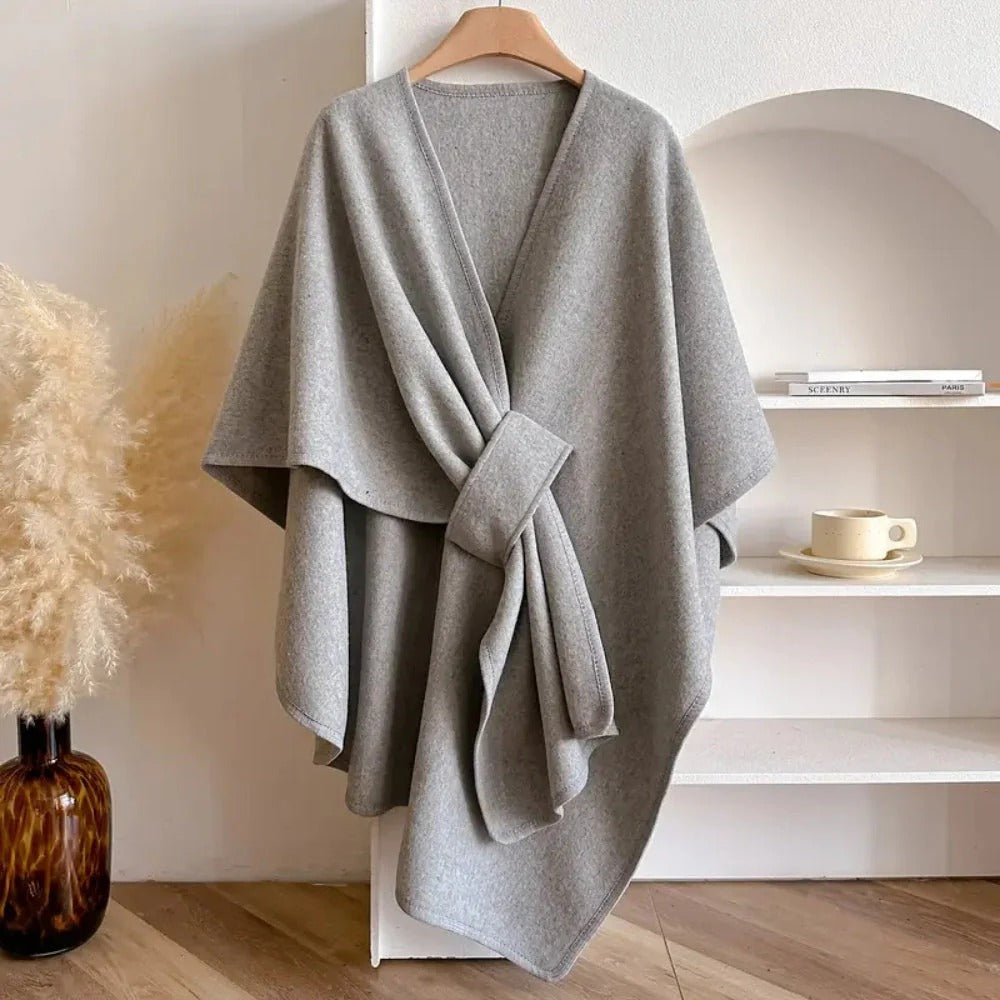 Brivana - Long Poncho Scarf in Soft Wool