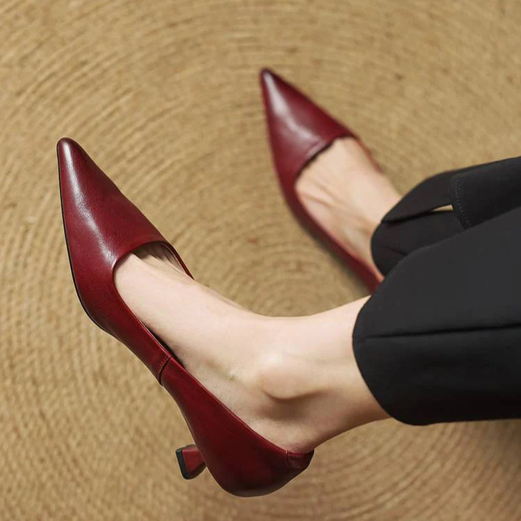 Lunessae - Genuine Leather Pumps with Elegant Heel