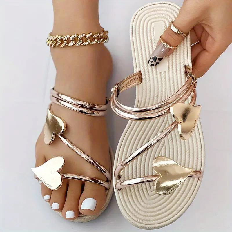 Isaline - Heart-Shaped Open Toe Flat Orthopedic Sandals