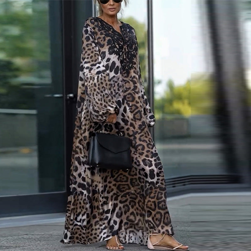Cherry - Elegant Leopard Long Dress