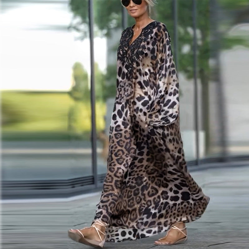 Cherry - Elegant Leopard Long Dress