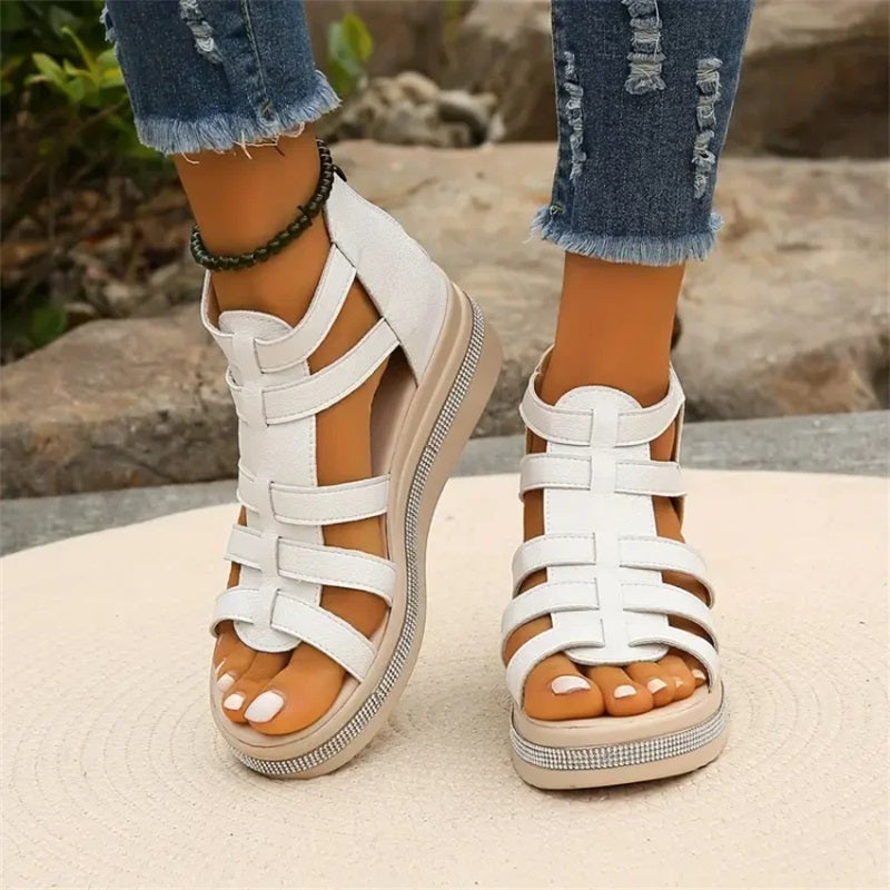Amira - Rhinestone Wedge Heel Sandals