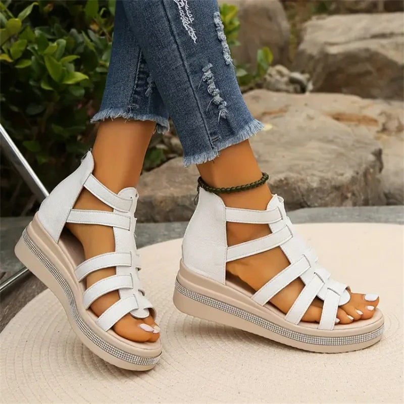 Amira - Rhinestone Wedge Heel Sandals
