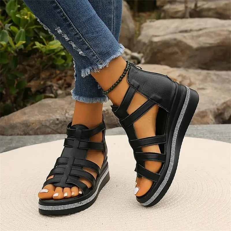 Amira - Rhinestone Wedge Heel Sandals