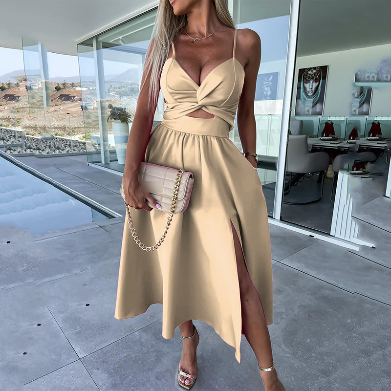 Célestine - Spaghetti Strap Dress with High Slit