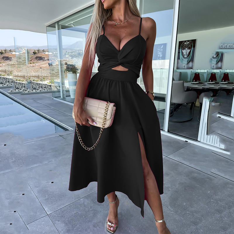 Célestine - Spaghetti Strap Dress with High Slit