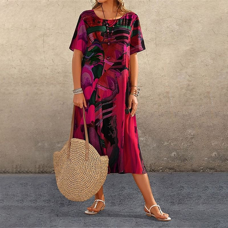 Nyelisse - Flowing dress in bright tropical Colours