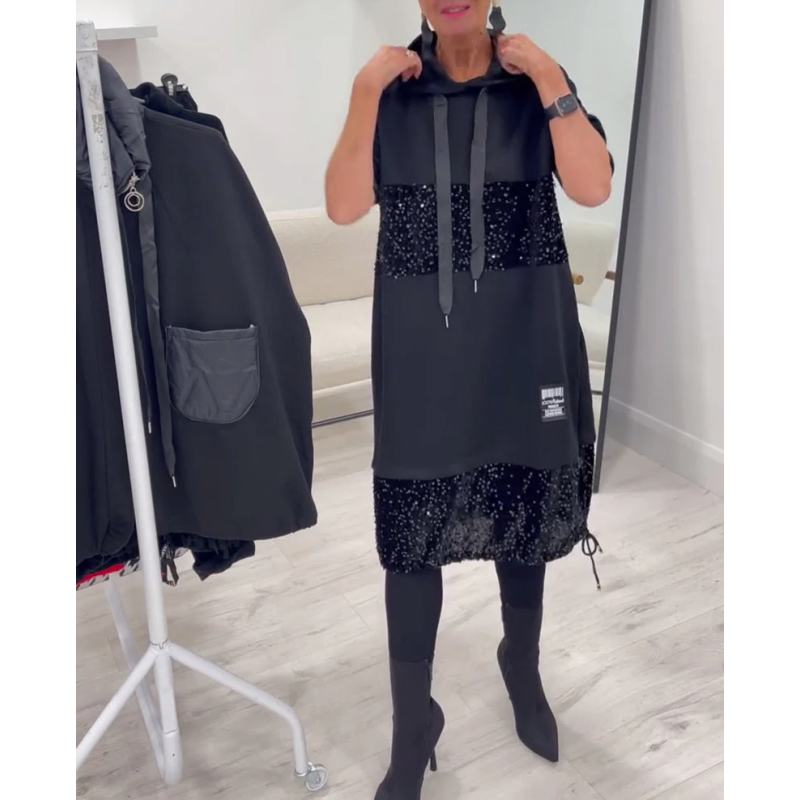 Paviyana - Modern Hooded Dress with Sequins