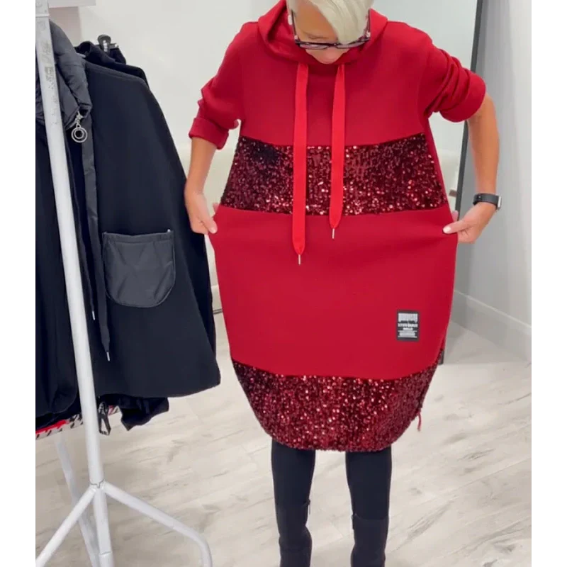 Paviyana - Modern Hooded Dress with Sequins