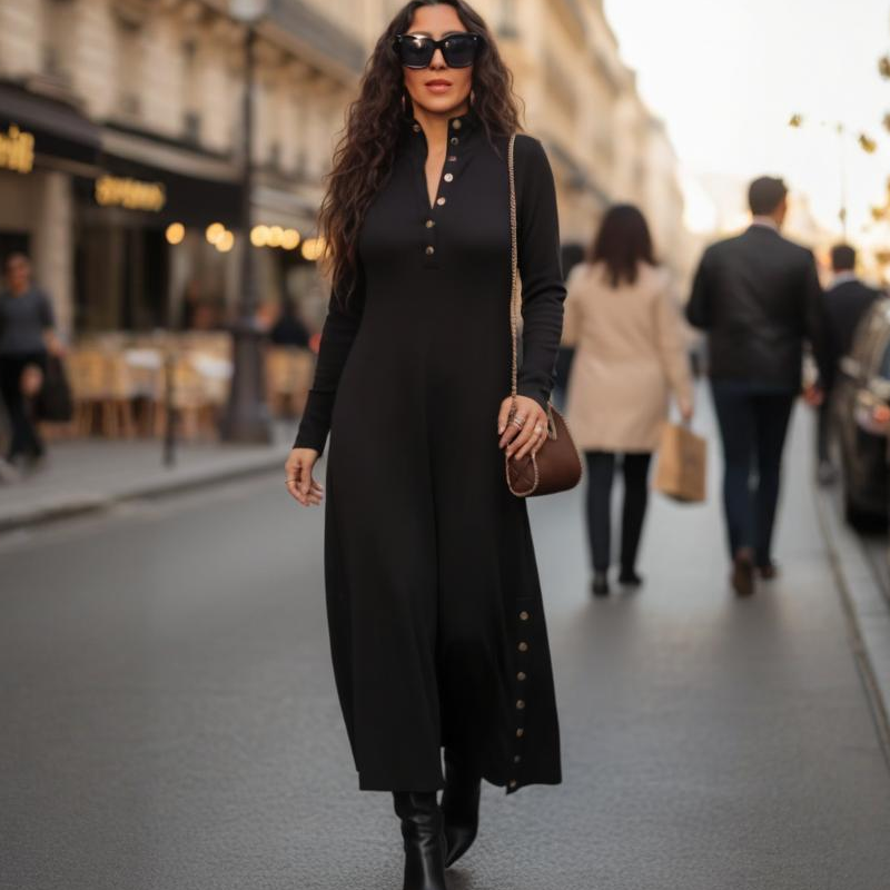 Noralissae - Chic Button-Down Maxi Dress