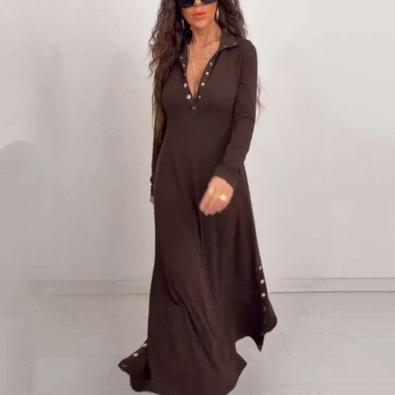 Noralissae - Chic Button-Down Maxi Dress