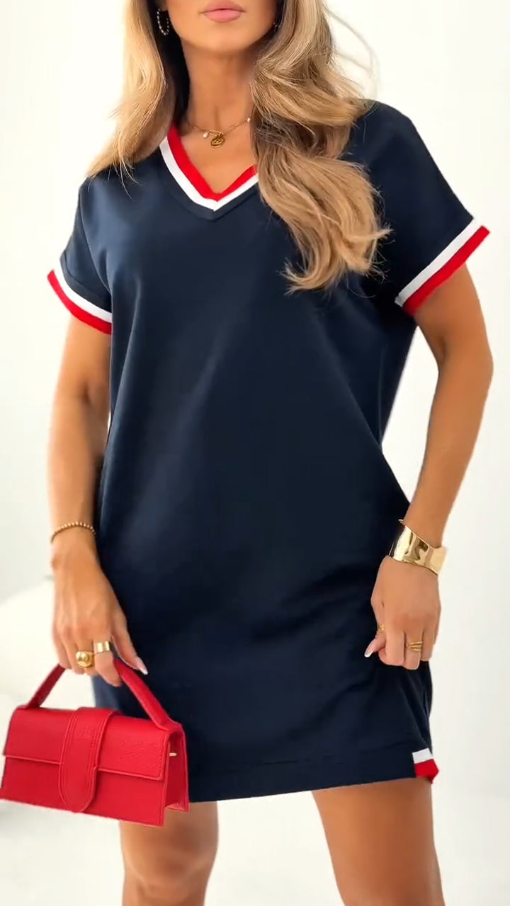 Daelora - Casual Summer Dress with Contrast Trims