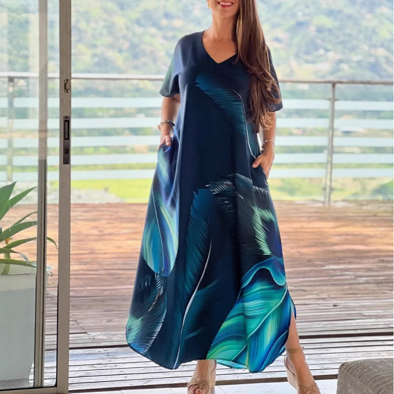 Tirena - Short Sleeve Printed Casual Dress