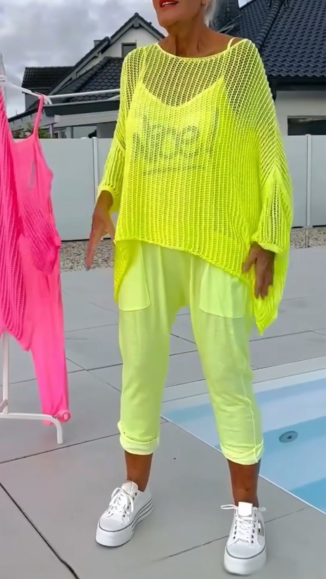 Seraphira - Casual jumpsuit with monogram print and openwork blouse