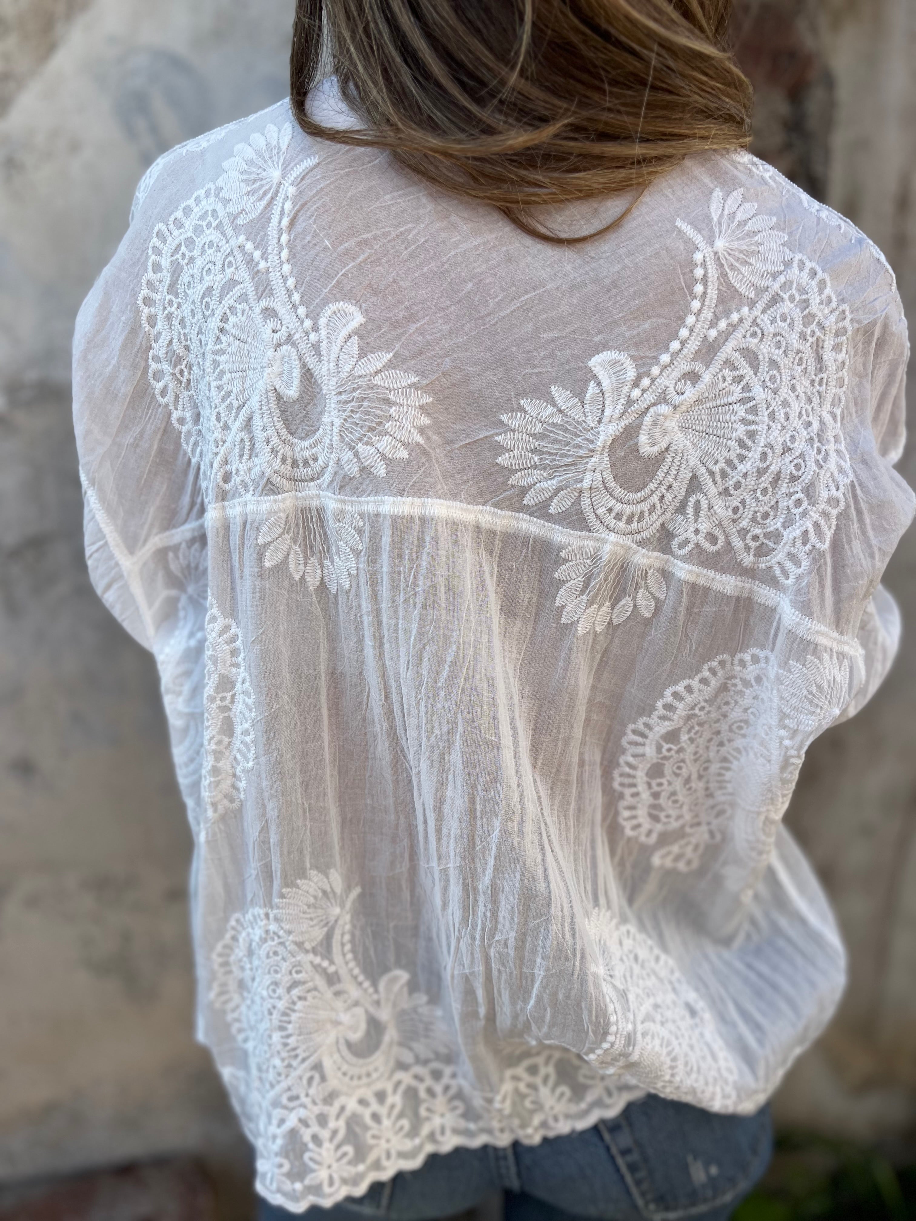Audette - Elegant Embroidered Lace Blouse