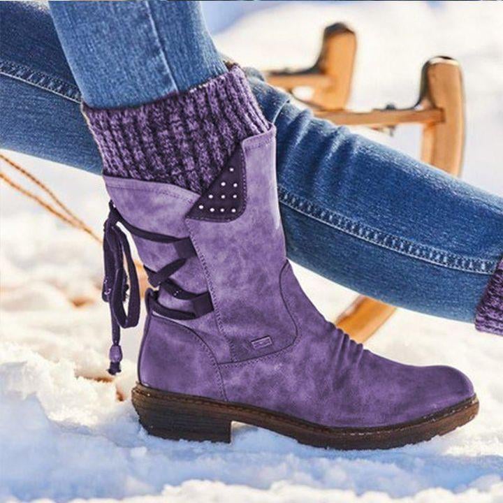 Ovelina - Women's Warm Lace-Up Ankle Boots for Winter