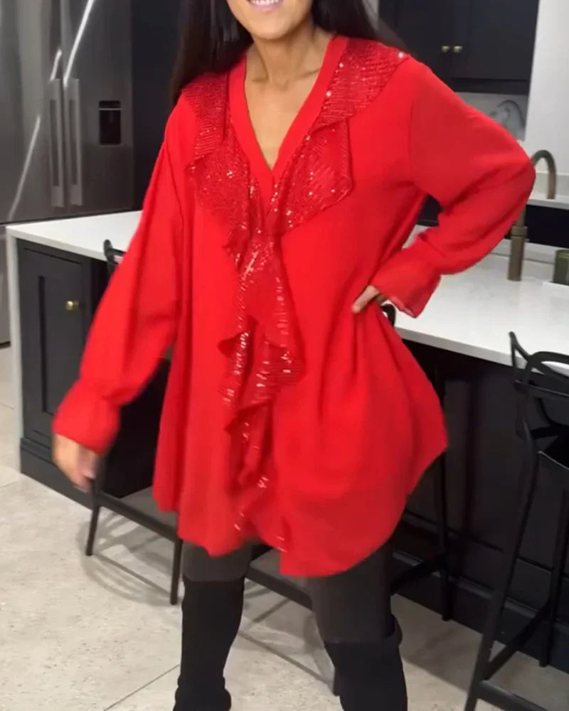 Tharalyn - Elegant Blouse with Flowing Ruffles