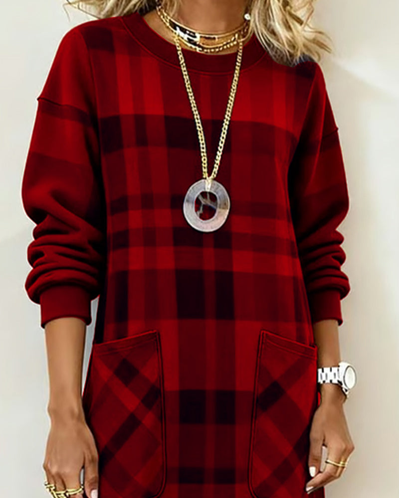 Quelivanne - Checkered Shirt Dress with Pocket