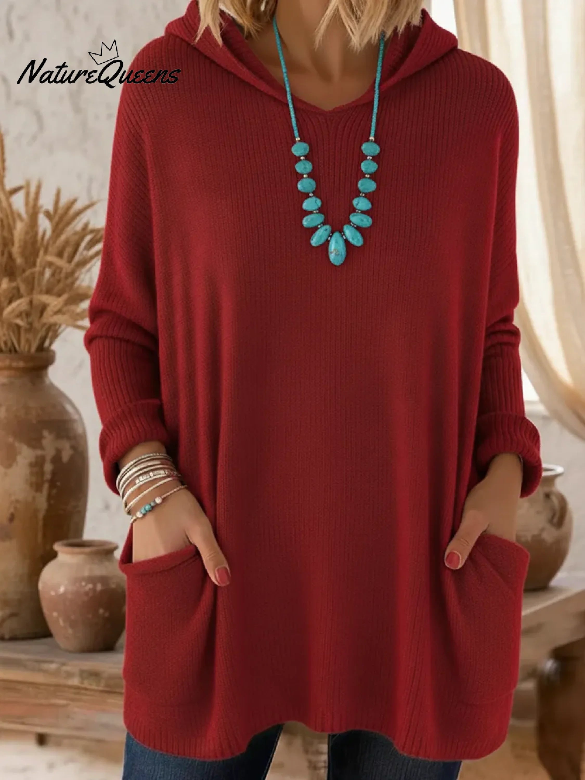 Fioranelle - Soft Hooded Sweater with Pockets