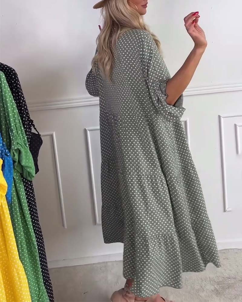 Miralyn - Straight polka dot mid-sleeve dress