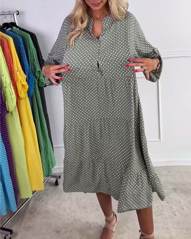 Miralyn - Straight polka dot mid-sleeve dress