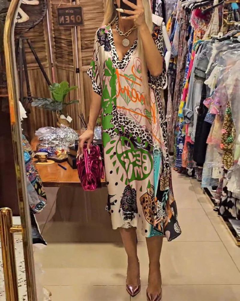 Jovena - Casual dress with Colourful leopard print