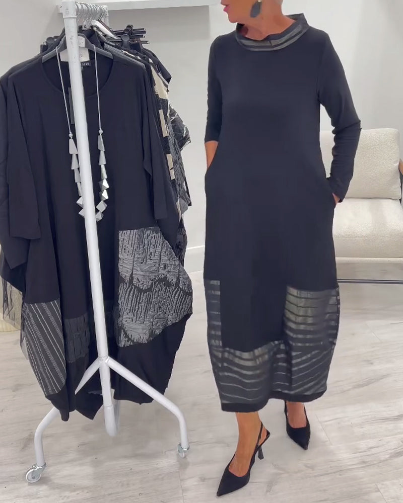 Doralynae - Elegant Dress with Contrasting Panels