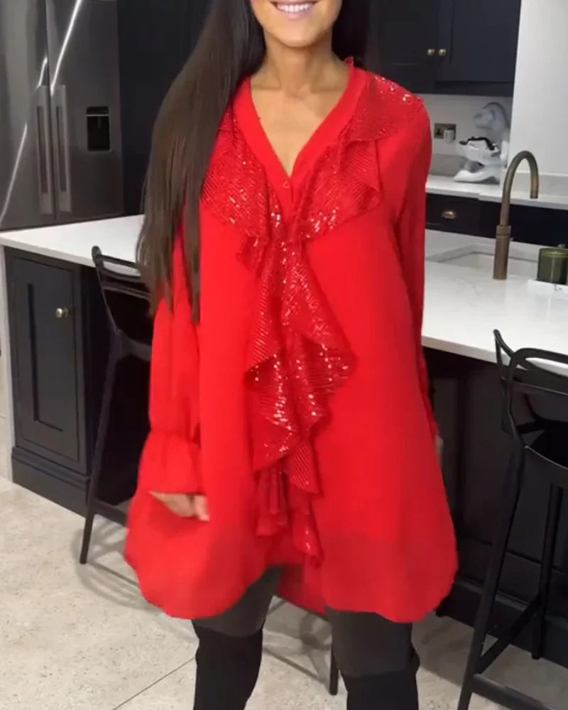 Tharalyn - Elegant Blouse with Flowing Ruffles