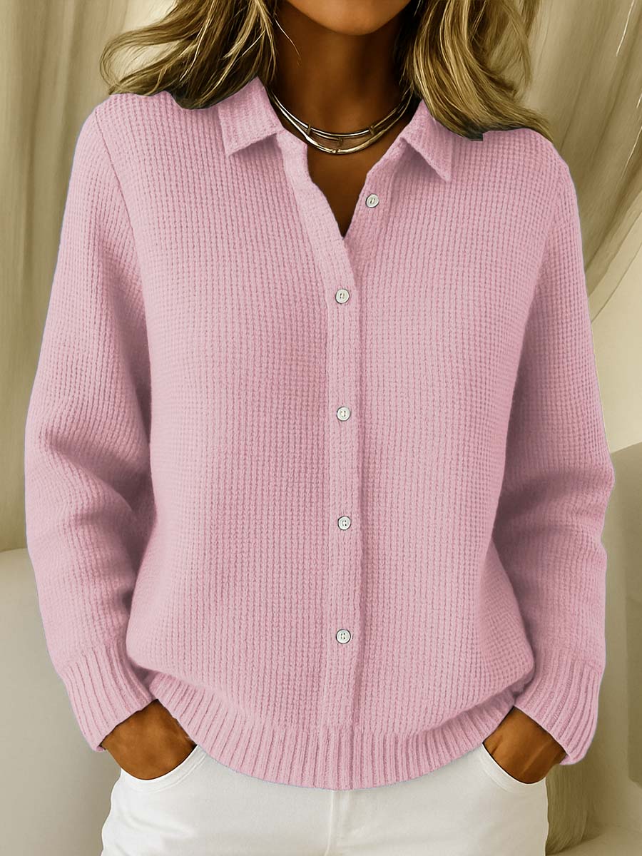 Rhosalyn - Chic Shirt Collar Cardigan with Long Sleeves