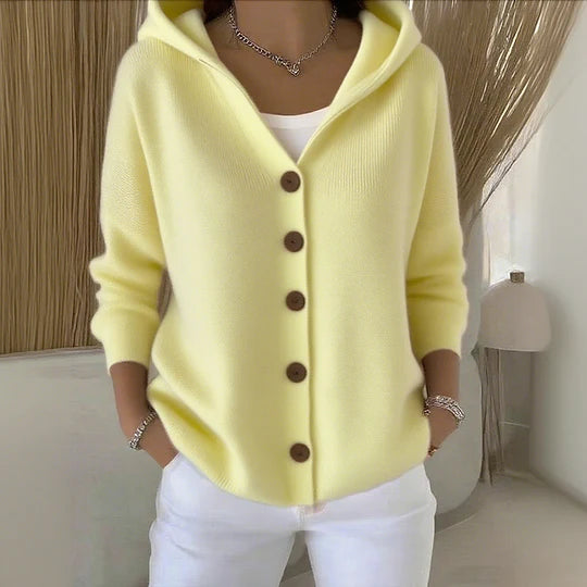 Julot - Women's cotton cardigan, plain, comfortable and casual, with long sleeves