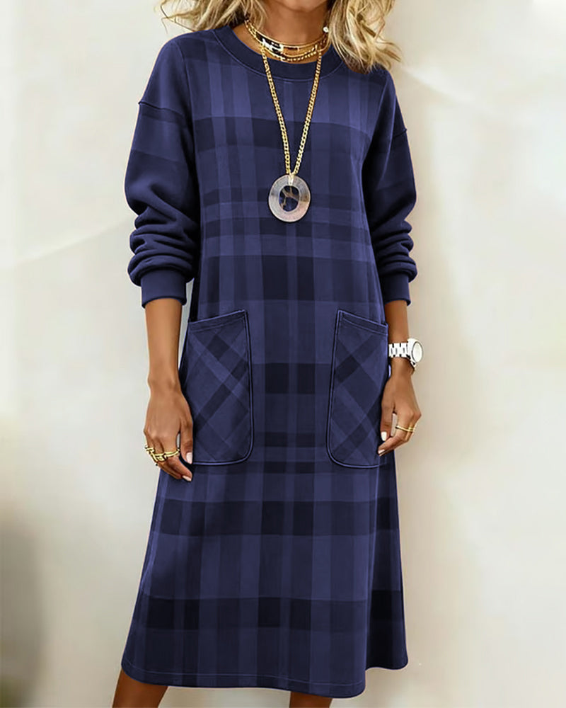 Quelivanne - Checkered Shirt Dress with Pocket