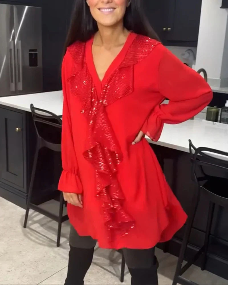 Tharalyn - Elegant Blouse with Flowing Ruffles