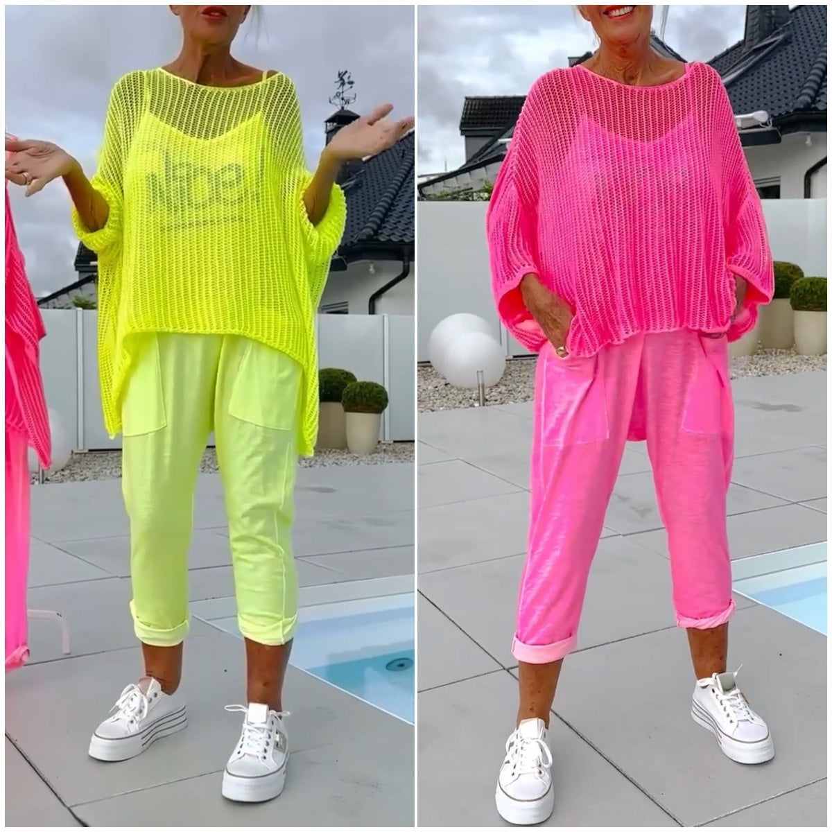 Seraphira - Casual jumpsuit with monogram print and openwork blouse