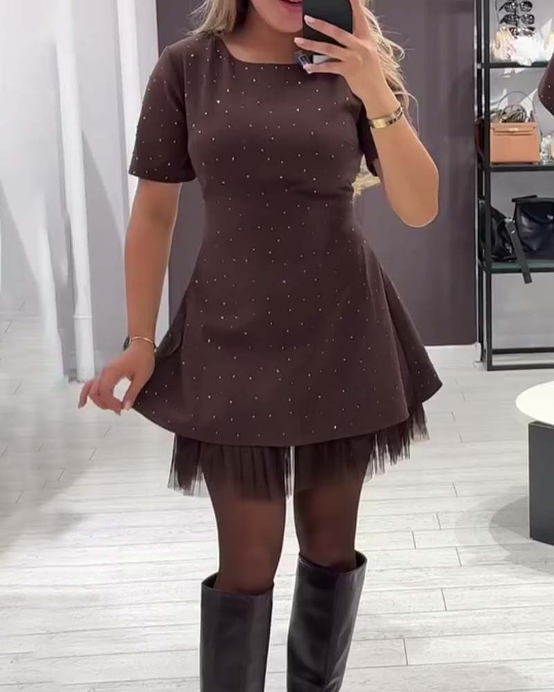 Helisanya - Elegant Sparkling Patchwork Dress