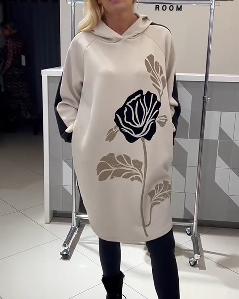 Kalirissa - Hooded Dress with Floral Print