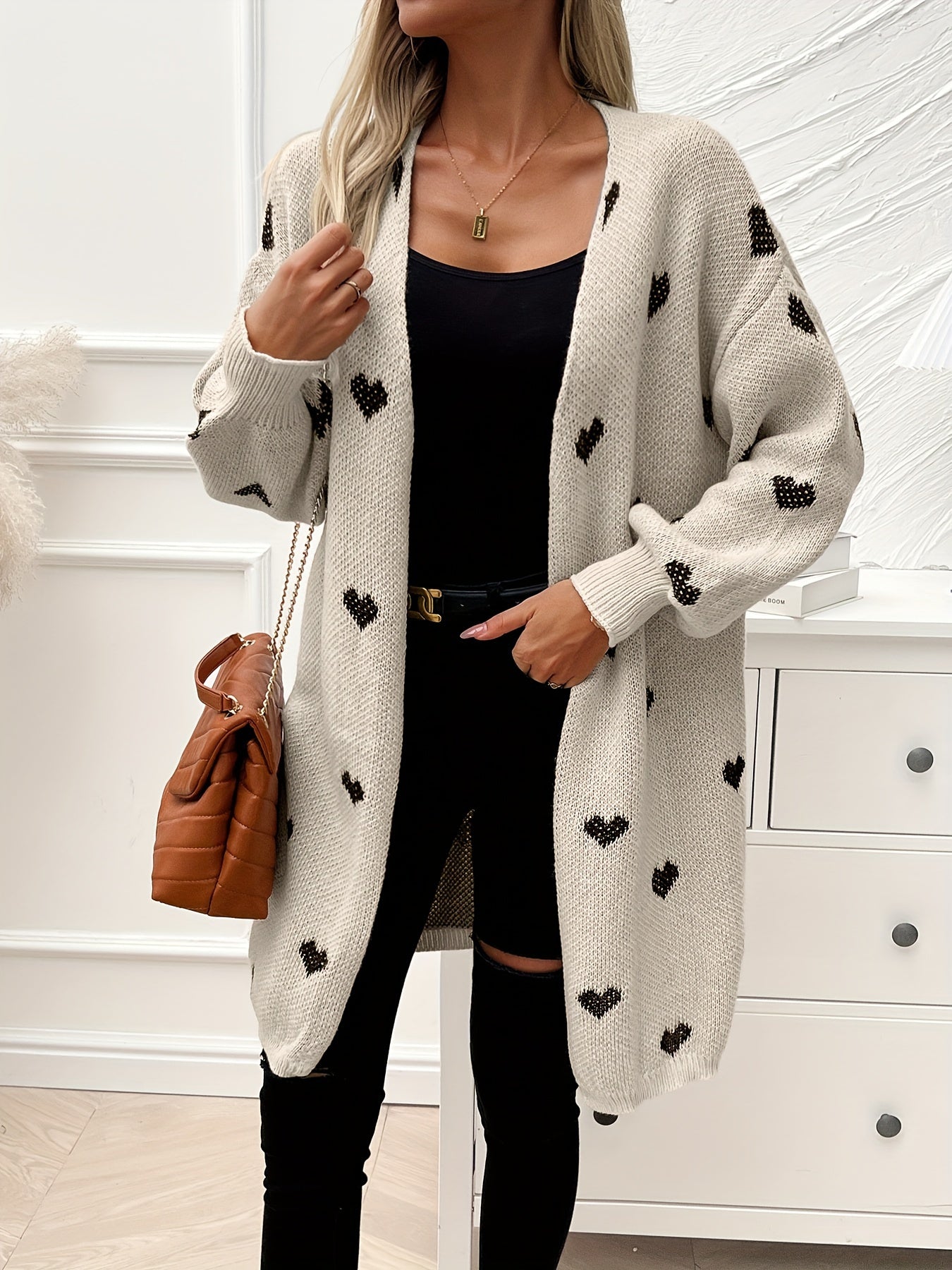 Rochelle - Heart Pattern Knit Cardigan