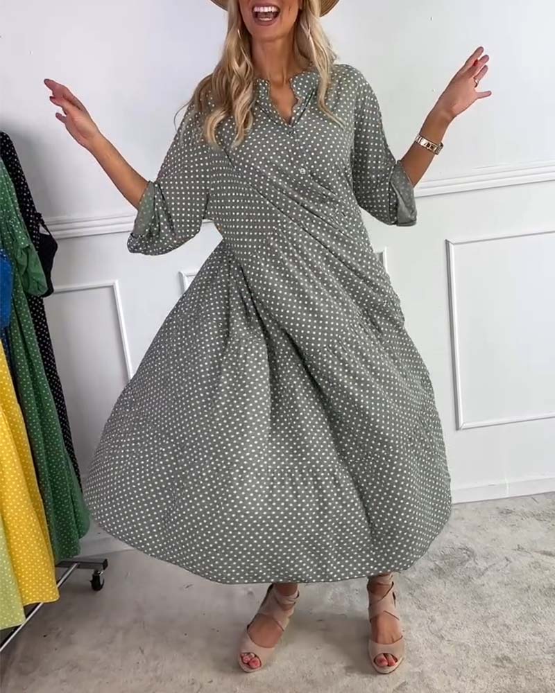 Miralyn - Straight polka dot mid-sleeve dress