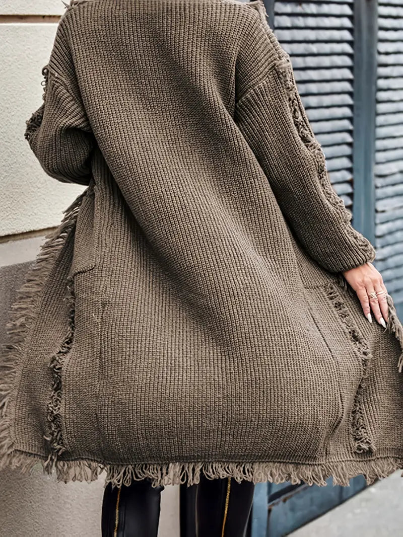 Reine - Long Fringed Cardigan - Casual and Trendy Style