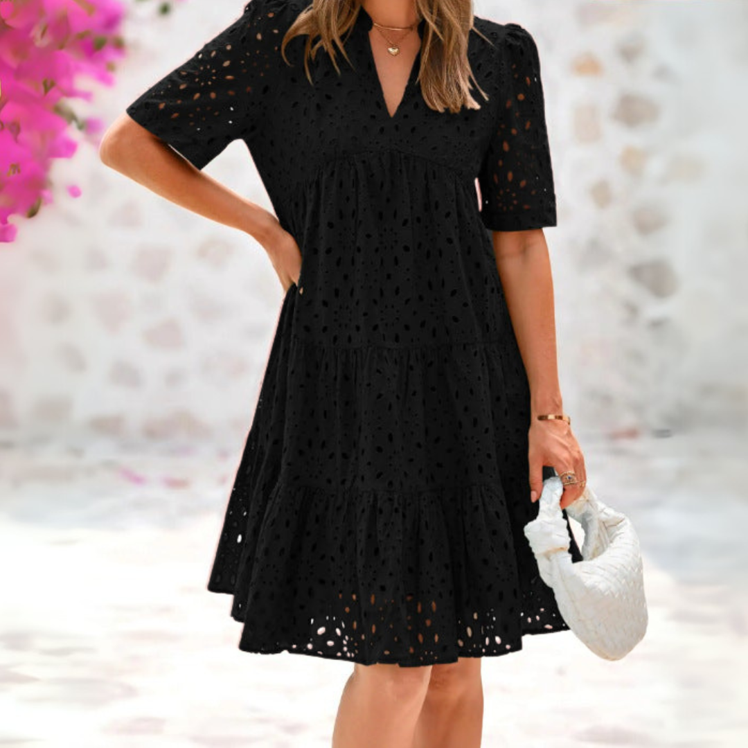 Cressida - Elegant Ruched Lace Dress for an Unforgettable Summer