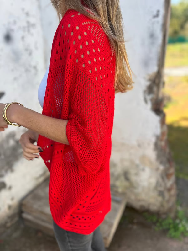 Alithia - Hollow out half-sleeve cardigan