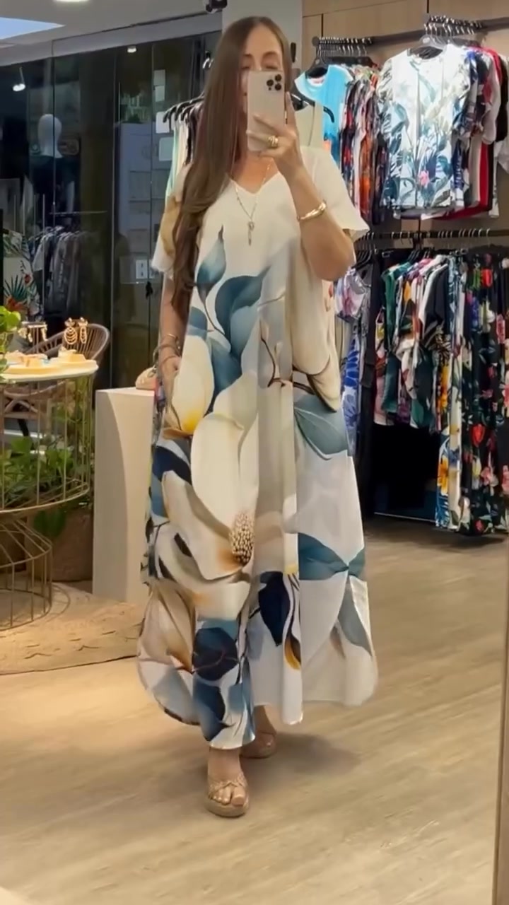 Tirena - Short Sleeve Printed Casual Dress