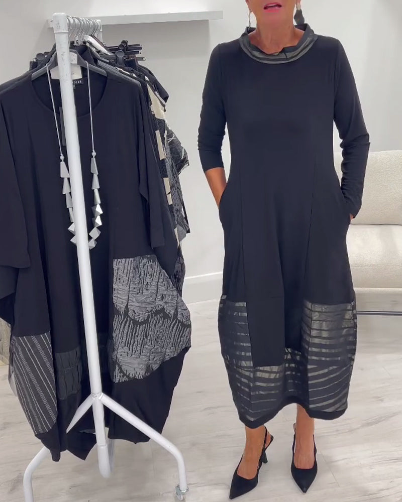 Doralynae - Elegant Dress with Contrasting Panels