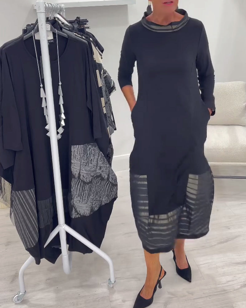 Doralynae - Elegant Dress with Contrasting Panels