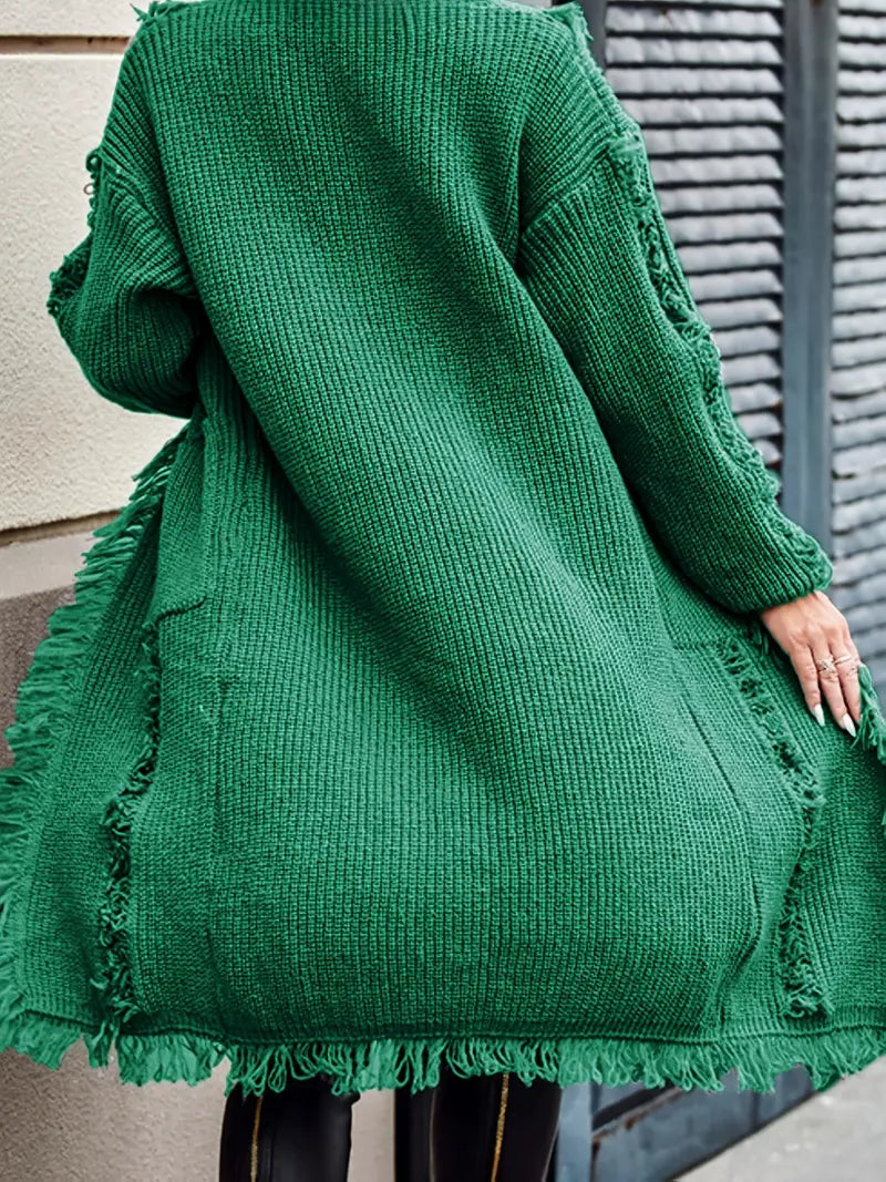 Reine - Long Fringed Cardigan - Casual and Trendy Style