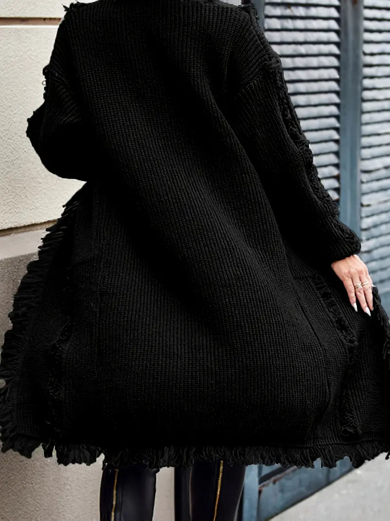 Reine - Long Fringed Cardigan - Casual and Trendy Style
