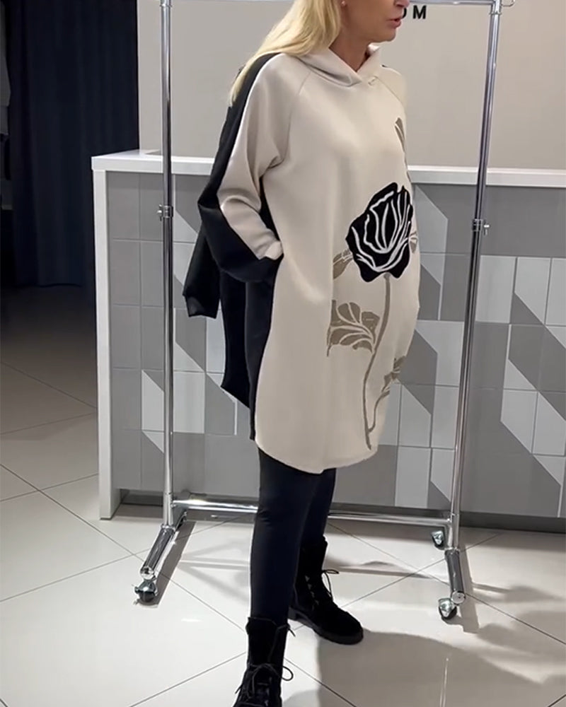 Kalirissa - Hooded Dress with Floral Print