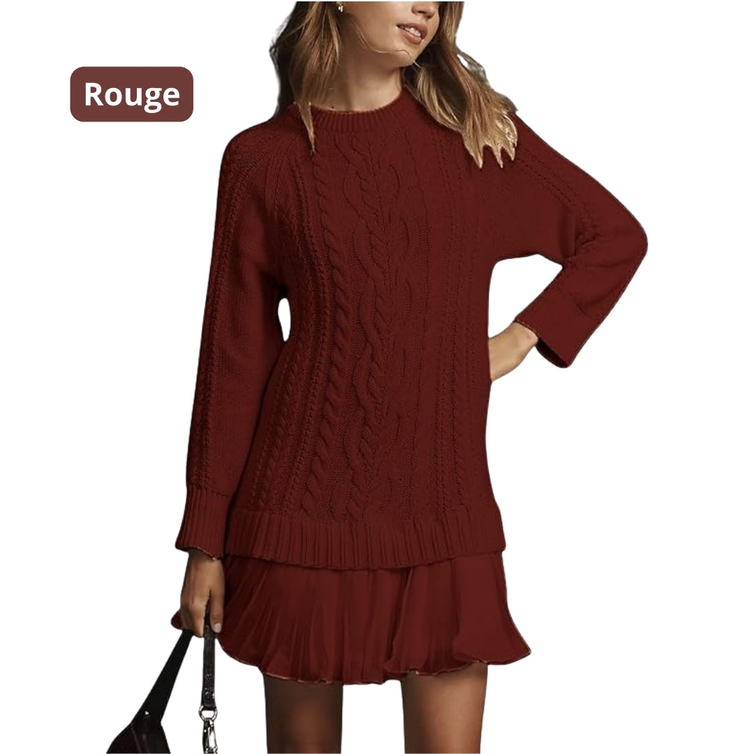 Marivessa - Warm and Elegant Cable Sweater Dress for Winter