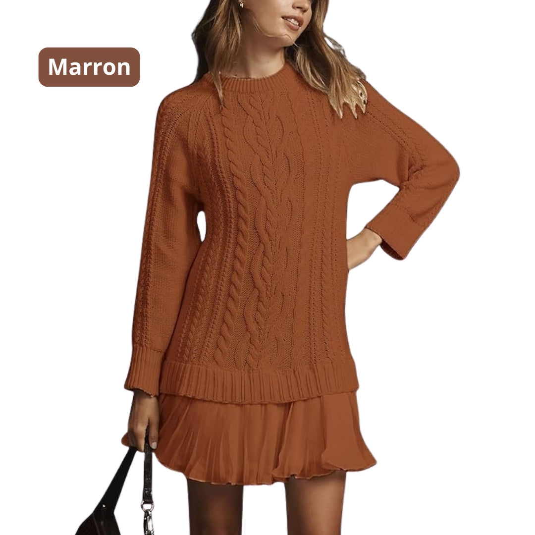 Marivessa - Warm and Elegant Cable Sweater Dress for Winter