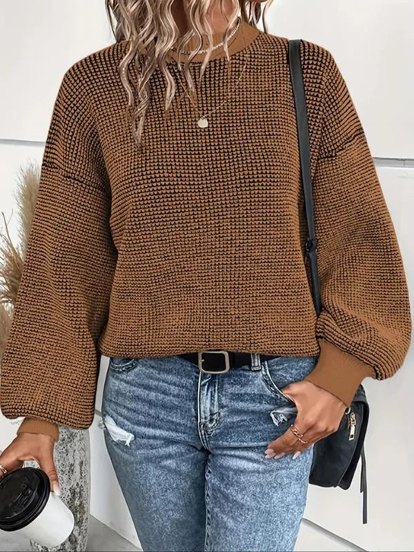 Bijou - Women's Knitted Sweater with Lantern Sleeves